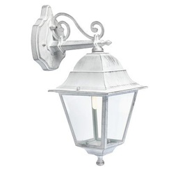 [S-SOV988/37] Applique Media in Basso E27 Biancoargento - Lampada in Alluminio Pressofuso con Diffusori in Vetro Trasparente - Altezza Max 170mm - Potenza Massima 60W - IP43