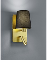 [S-TRIO271470279] Applique Moderna Oro con Paralume Nero e Spot Led