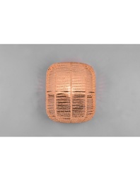 [S-TRIO203000132] Applique con Struttura in Metallo Nero e Diffusore in Sisal Marrone