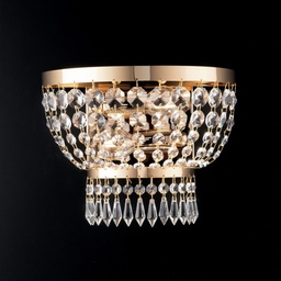 [S-BL189-AP2-OR] Applique imperiale in ferro e ottone Oro con stass due luci 27x h22 cm