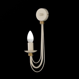 [S-BL105-AP1-AV] Applique in ferro Avorio Decape rifinitura Oro una luce 18x h38 cm