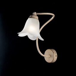 [S-BL230-AP1-AV] Applique in ferro Avorio Oro una luce paralume in vetro Bianco 26x h30 cm
