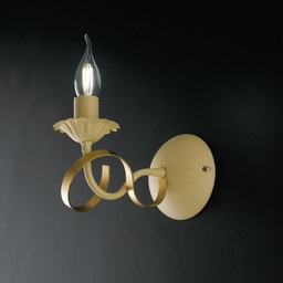 [S-BL139-AP1-AV] Applique in ferro Avorio decapè Oro una luce 22x h18 cm