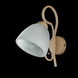 [S-BL232-AP1-AV] Applique in ferro Avorio una luce paralume in vetro Alabastro Bianco 22x h25 cm