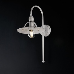 [S-BL234-AP1-BA] Applique in ferro Bianco Argento industrial minimal 25x h38 cm