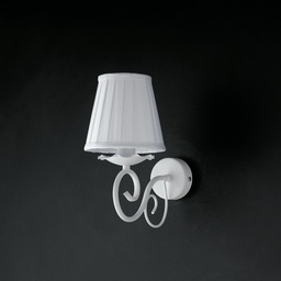 [S-BL130-AP1-BCO-PAR] Applique in ferro Bianco shabby paralume Bianco una luce 24x h27 cm