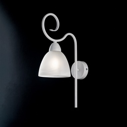 [S-BL241-AP1-BCO] Applique in ferro Bianco shabby paralume in vetro Bianco una luce 22x h38 cm