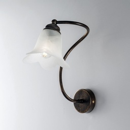 [S-BL230-AP1-BR] Applique in ferro Marrone Oro una luce paralume in vetro Bianco 26x h30 cm