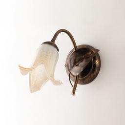 [S-BL179-AP1-BR] Applique in ferro Marrone Oro vetro Bianco Ambra una luce 28x h20 cm