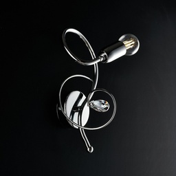 [S-BL209-AP1-CR] Applique in ferro cromato lucido con strass in cristallo 1 luce  15xh.25 cm