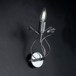 [S-BL154-AP1-CR] Applique in ferro cromato lucido con strass in cristallo 1 luce 18xh.22 cm