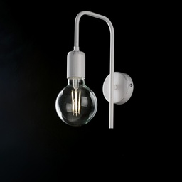[S-BL203-AP1-BA] Applique industrial da parete in ferro Bianco e Argento una luce diametro 18x h27 cm