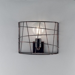 [S-BL168-AP1-NR] Applique industrial moderna in ferro Nero e Rame una luce 28x15x h22 cm