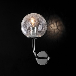 [S-BL213-AP1-CR] Applique moderna  in ferro cromo lucido sfera in vetro trasparente