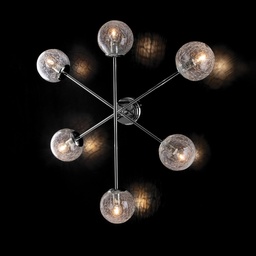 [S-BL215-PL6-CR] Applique moderna  in ferro cromo lucido sfera in vetro trasparente cm 78