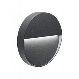 [S-SOV99156/16] Applique tonda in alluminio pressofuso con diffusore satinato grafite - Illuminazione esterna a risparmio energetico