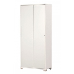 [S-A798BFBFK] Armadio Multiuso Due Ante Scorrevoli con Ripiani Bianco 82x41x h190 cm