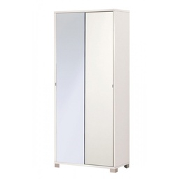 [S-O798BFSPK] Armadio multiuso con due ante scorrevoli e specchio Bianco 82x41x h190 cm
