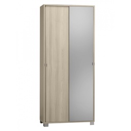 [S-A798OLSPK] Armadio multiuso due ante scorrevoli con specchio Olmo Chiaro 82x41x h190 cm