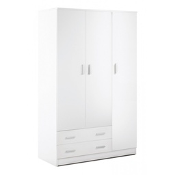 [S-O4570DBIK] Armadio bianco con tre ante e due cassetti 115x52x h180 cm