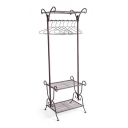 [S-B0720460] Attaccapanni in acciaio marrone con tre ripiani - Melanie 55x46x h170 cm