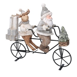 [S-V6151630000] Babbo Natale in Ceramica con Renna Grigia 29,5x9,5x28 cm