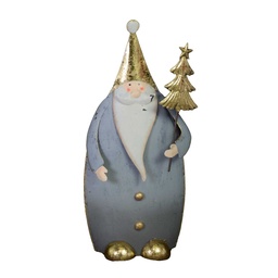 [S-V6197520000] Babbo Natale Metallo Oro Grigio 7x4x16 cm