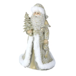 [S-V6321490000] Babbo Natale in Resina Bianco Oro 16,5x14x23 cm