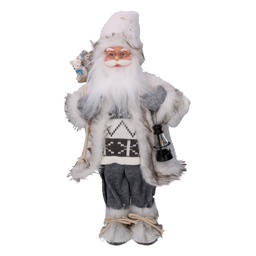 [S-V6191520000] Babbo Natale Tessuto con Regali e Lanterna Grigio 24x12x45 cm