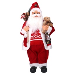 [S-V6191020000] Babbo Natale Tessuto con Regali e Lanterna Rosso 30x17,5x60 cm