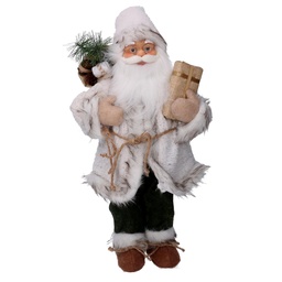 [S-V6191690000] Babbo Natale Tessuto con Regali Verde Bianco 24x12x45 cm