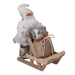 [S-V6191580000] Babbo Natale Tessuto con Slitta Grigio 33x12x30 cm