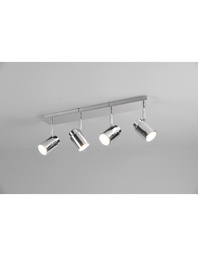 [S-TRIO880400406] Barra Lineare 4 Faretti Spot Orientabili Metallo Cromo