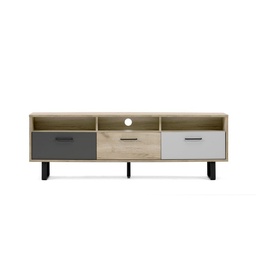 [S-FZ88014] Base Porta TV con 3 ante a ribalta colore rovere e grigio 160x35xh.53 cm