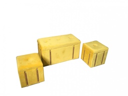 [S-V3822960000] Baule con Pouff in velluto giallo - Spazioso e Versatile - Misure: 35x35x38 cm e 80x40x44 cm