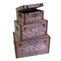 [S-V3862550000] Baule ecopelle grigio fiori rettangolare 59x36h33