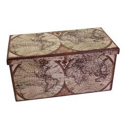 [S-V6181110000] Baule ecopelle pieghevole mappamondo rettangolare cm76x38h38