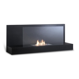 [S-FP/010] Biocamino da parete in bioetanolo, design nero, struttura in metallo con vetro temperato, 90 x 26 x 50 cm