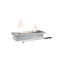 [S-FP/900] Biocamino da tavolo in bioetanolo, design grigio cromo, 40x15x8 cm