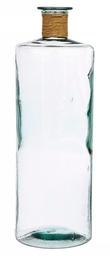 [S-B0202694] Bottiglia Trasparente in Vetro Riciclato con Decorazione in Rotang - Altezza 79 cm