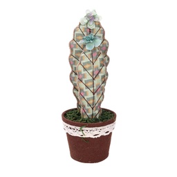 [S-V8539030000] Cactus tessuto verde tondo 13x13x35 cm