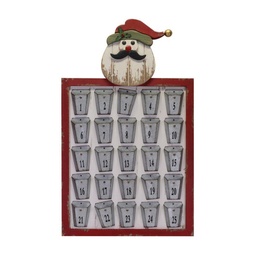 [S-V6077970000] Calendario dell'avvento in legno e metallo Babbo Natale cm 50,5x83x3