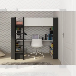 [S-FZ100309] Cameretta 1651 con letto a soppalco e scrivania sottostante colore bianco e antracite