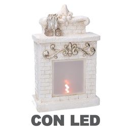 [S-V6147390000] Camino in resina con regali led bianco 21,5x9,5x23 cm