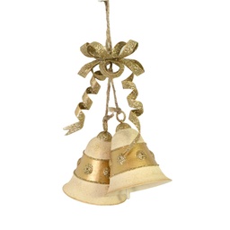 [S-V6196210000] Campana Metallo Fiocco Oro 15x6x23 cm