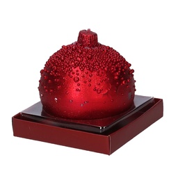 [S-V5511970000] Candela Sfera Rossa con Bolle, ø9cm x 9cm