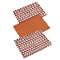 [S-V7912360000] Set 3 pezzi Canovaccio Stripe bordeaux tinto in filo cm50x70