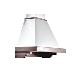 [S-ART896643] Cappa aspirante FEELING in acciaio inox bianco e cornice in legno colore tabacco cm 90