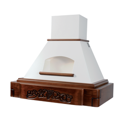 [S-ART896841] Cappa aspirante KATIA in acciaio inox bianca e cornice in legno intarsio cm 120