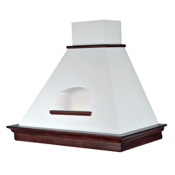 [S-ART896988] Cappa aspirante MARY C/NICCHIA in acciaio inox bianca e cornice in legno colore tabacco  cm 90